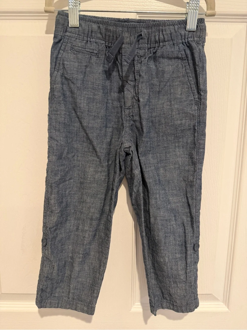 Baby GAP Chambray Pull On Roll Tab Pants Blue Cotton Boys 4T
